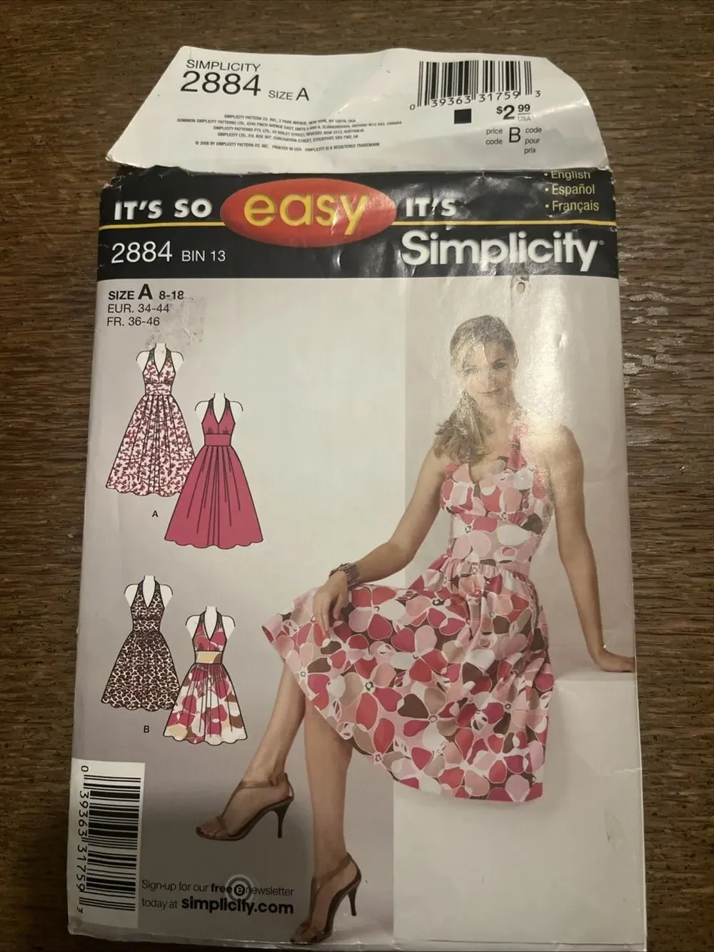 SIMPLICITY 2884 MISSES ITS SO EASY HALTER TOP DRESS 2 LENGTHS PATTERN-UNCUT-8-18
